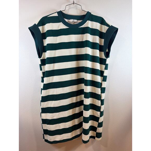 Entro Dresses & Skirts - Entro 
Forest Green Stripe Cap Sleeve Mini Dress -